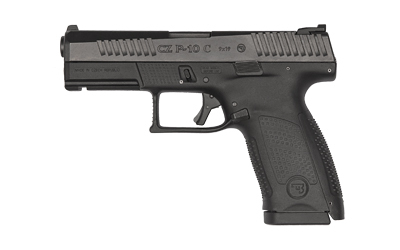 CZ-USA 01536 P-10 C  COMPACT FRAME 9MM LUGER 10+1 4.02" BLACK CARBON STEEL BARREL, BLACK NITRIDE OPTIC READY/SERRATED STEEL SLIDE, BLACK POLYMER FRAME W/PICATINNY RAIL, INTERCHANGEABLE BACKSTRAP GRIP