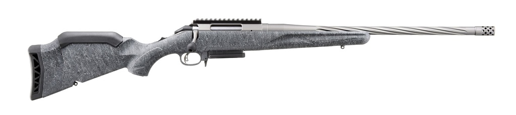 RUGER 46903 AMERICAN II  FULL SIZE 7MM-08 REM 3+1 20" GUN METAL GRAY CERAKOTE SPIRAL FLUTED THREADED BARREL & ALLOY STEEL RECEIVER W/PICATINNY RAIL, GRAY SPLATTER ADJ LOP SYNTHETIC STOCK