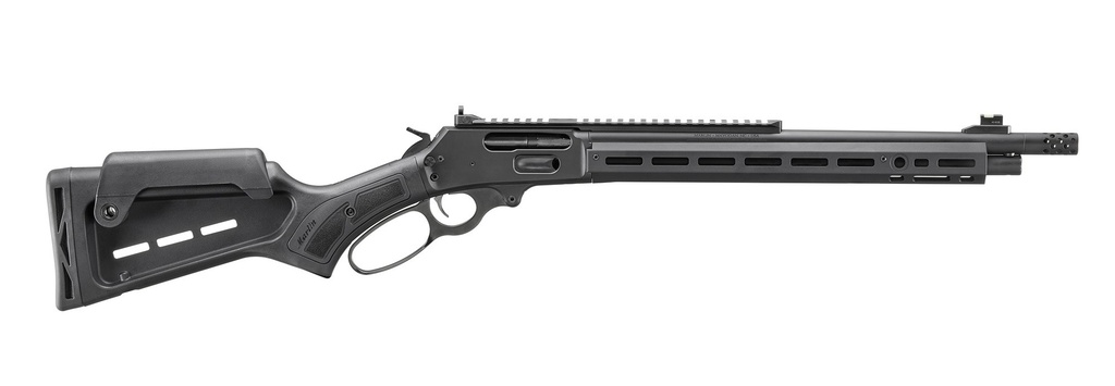 MARLIN 70901 1895 DARK 45-70 GOV 5+1 16.17" THREADED, BLACK, M-LOK HANDGUARD, SYNTHETIC STOCK WITH CHEEK RISER & M-LOK SLOTS, MUZZLE BRAKE, ADJ GHOST RING/FIBER OPTIC SIGHTS, OPTICS MOUNT