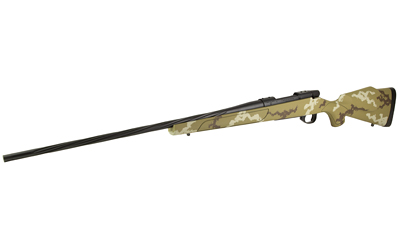 WEATHERBY VHH653WR8B VANGUARD OUTFITTER 6.5-300 WTHBY MAG 3+1 26" THREADED/SPIRAL FLUTED, GRAPHITE BLACK BARREL/REC, TAN WITH BROWN & WHITE SPONGE SYNTHETIC STOCK, ACCUBRAKE MUZZLE BRAKE, ADJ. TRIGGER