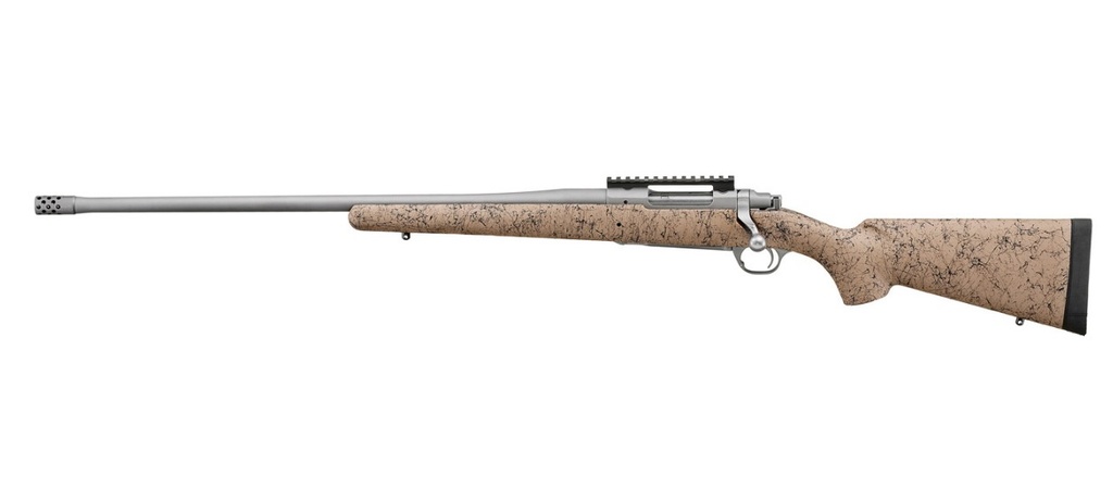 RUGER 57163 HAWKEYE FTW HUNTER FULL SIZE 6.5 PRC 4+1 24" MATTE STAINLESS THREADED BARREL, PICATINNY RAIL STAINLESS STEEL RECEIVER, SPECKLED TAN/BLACK HS PRECISION SYNTHETIC STOCK, LEFT HAND