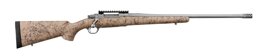 RUGER 57157 HAWKEYE FTW HUNTER FULL SIZE 375 RUGER 3+1 22" MATTE STAINLESS STEEL THREADED BARREL, PICATINNY RAIL STAINLESS STEEL RECEIVER, SPECKLED TAN/BLACK HS PRECISION SYNTHETIC STOCK