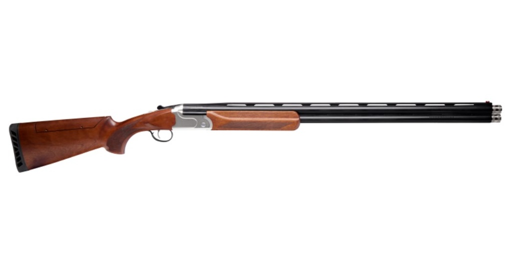 SAVAGE ARMS 18884 555 SPORTING COMPACT 410 GAUGE 3" 2RD 26" PORTED OVER/UNDER BARREL, SILVER REC, OILED TURKISH WALNUT FURNITURE, ADJ. CHEEK REST STOCK, FIBER OPTIC SIGHT, FIVE EXT. CHOKES