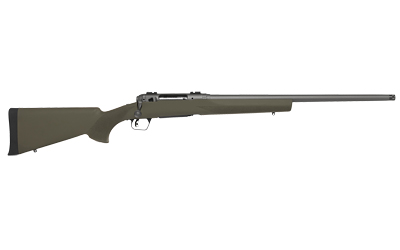 SAVAGE ARMS 58035 110 TRAIL HUNTER 350 LEGEND 4+1 18" THREADED/MEDIUM HEAVY PROFILE, TUNGSTEN GRAY CERAKOTE BARREL/REC, OD GREEN HOGUE OVERMOLD STOCK, ADJ. ACCUTRIGGER, WEAVER BASE