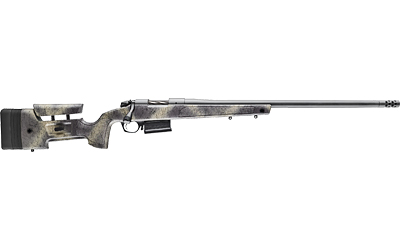 BERGARA RIFLES B14LM3613 B-14 WILDERNESS HMR 7MM PRC 5+1 24" THREADED, SNIPER GRAY CERAKOTE BARREL/REC, ADJ. SOFTTOUCH WOODLAND CAMO STOCK WITH MINI-CHASSIS, OMNI MUZZLE BRAKE