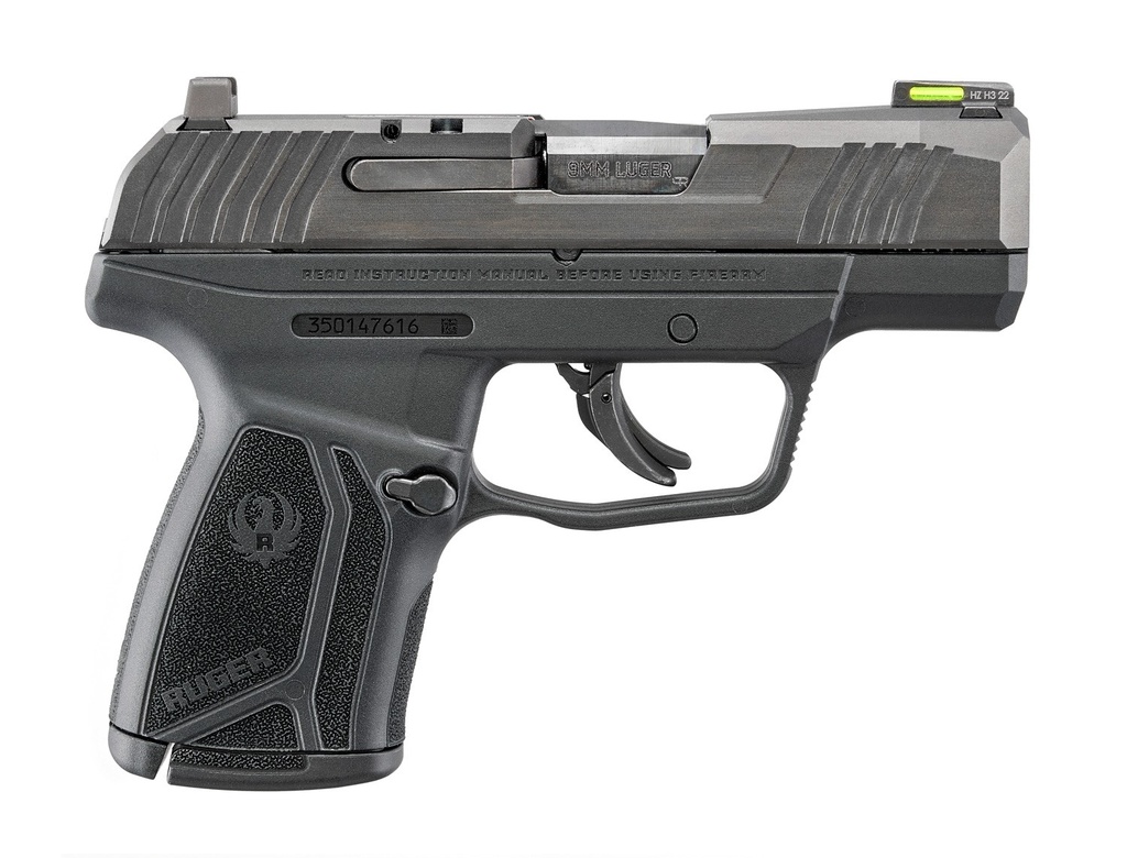 RUGER 3518 MAX-9 *CA COMPLIANT COMPACT FRAME 9MM LUGER 10+1 3.20" BLACK OXIDE STAINLESS STEEL BARREL, BLACK OXIDE SERRATED STEEL SLIDE, BLACK POLYMER FRAME, BLACK NYLON GRIP