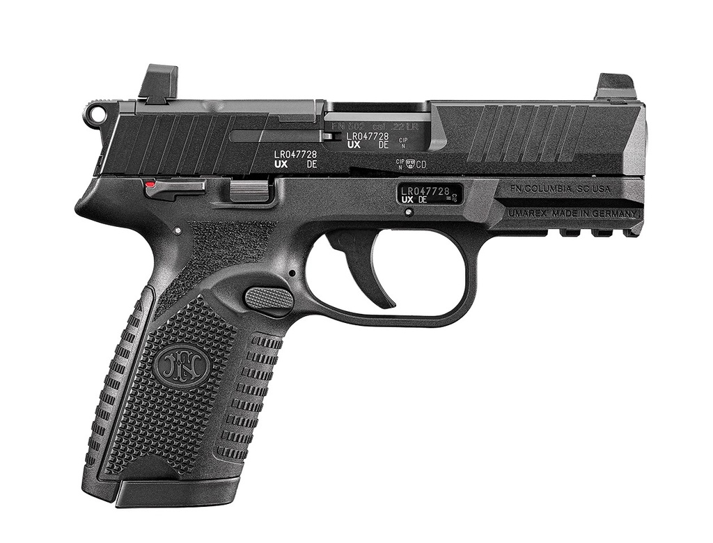 FN 66101013 502 MRD FULL SIZE 22 LR 10+1 4" BLACK TARGET CROWN STEEL BARREL/BLACK PVD OPTIC READY/SERRATED SLIDE/BLACK POLYMER FRAME W/ACCESSORY RAIL/BLACK TEXTURED POLYMER GRIPS AMBIDEXTROUS