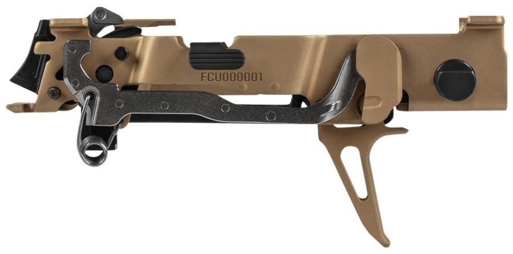 SIG SAUER 8900160 P320 CUSTOM WORKS FIRE CONTROL UNIT *FFL ITEM (FCU ONLY), 9MM LUGER/40 S&W/357 SIG, GOLD NITRIDE, TITANIUM FRAME & FLAT FACE SKELETONIZED TRIGGER, FITS SIG P320 PARTS