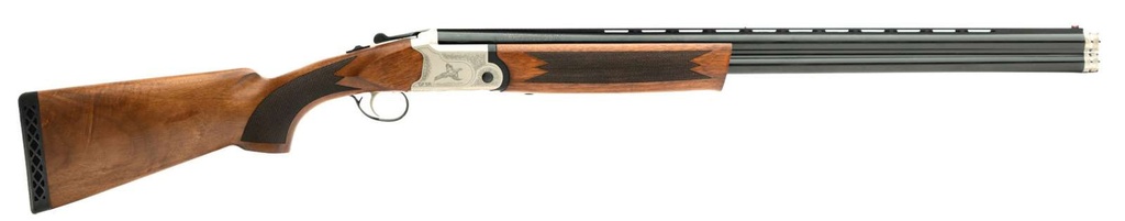 GFORCE ARMS GF52824Y GF5 FILTHY PHEASANT YOUTH 28 GAUGE BREAK OPEN 3" 2RD 24" BLACK OVER/UNDER VENT RIB BARREL, NICKEL PLATED ENGRAVED ALUMINUM RECEIVER, FIXED TURKISH WALNUT STOCK