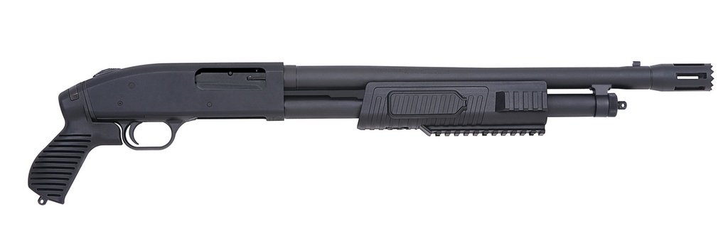 MOSSBERG 50673 500 FLEX TACTICAL 12 GAUGE PUMP 3" 5+1 18.50" MATTE BLUED STAND-OFF BREACHER BARREL, BLUED STAINLESS STEEL RECEIVER, BLACK FIXED W/PISTOL GRIP SYNTHETIC STOCK