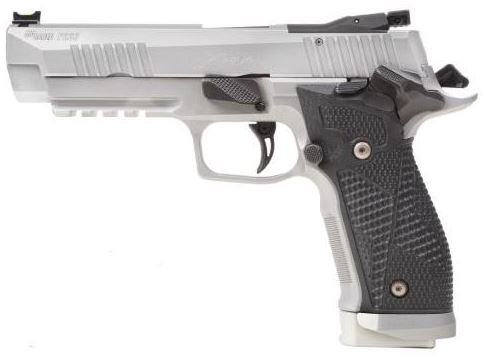 SIG SAUER 226X59STAS P226 XFIVE STAS FULL SIZE 9MM LUGER 20+1 5" STEEL BULL BARREL, STAINLESS OPTIC READY/SERRATED STEEL SLIDE W/PICATINNY RAIL & BEAVERTAIL FRAME, BLACK PIRANHA G10 GRIPS RIGHT HAND