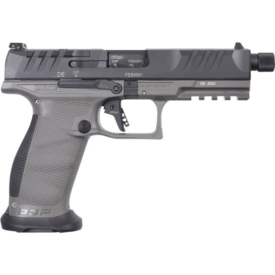 WALTHER ARMS 2877503 PDP PRO SD 9MM LUGER 18+1 5.10" THREADED BARREL, BLACK OPTIC CUT/SERRATED SLIDE, TUNGSTEN GRAY POLYMER FRAME WITH PIC. RAIL, PERFORMANCE DUTY GRIP, FLARED MAGWELL