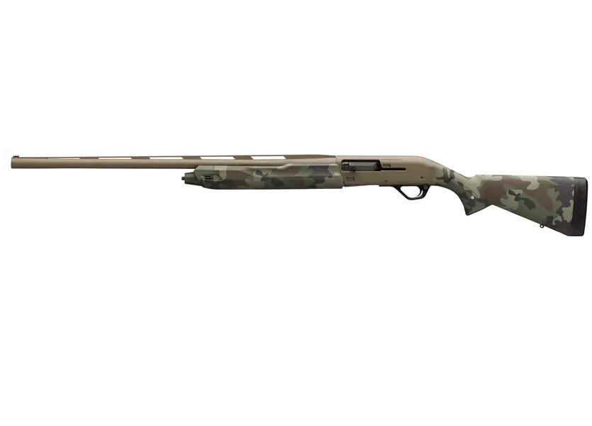 WINCHESTER REPEATING ARMS 511313292 SX4 HYBRID HUNTER 12 GAUGE 3.5" CHAMBER 4+1 2.75" 28", FDE CERAKOTE REC/BARREL, WOODLAND CAMO FURNITURE, FIBER OPTIC FRONT SIGHT LEFT HAND
