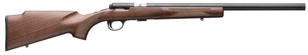 BROWNING 025253202 T-BOLT TARGET SR 22 LR 10+1 20" MATTE BLUED HEAVY BULL THREADED BARREL, DRILLED & TAPPED MATTE BLUED STEEL RECEIVER, GRADE I BLACK WALNUT TARGET STYLE FIXED W/RAISED COMB STOCK