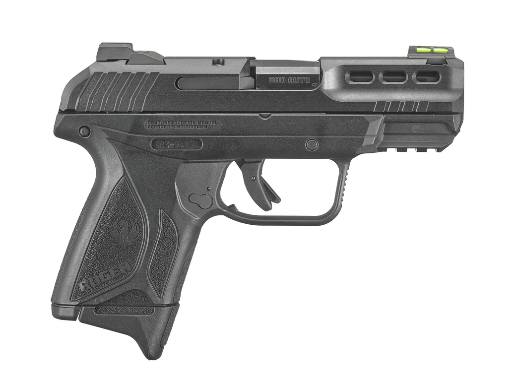 RUGER 3855 SECURITY-380  380 ACP 10+1 3.42" BLACK OXIDE BARREL, BLACK SERRATED STEEL SLIDE, BLACK POLYMER FRAME W/ACCESSORY RAIL, BLACK POLYMER GRIPS