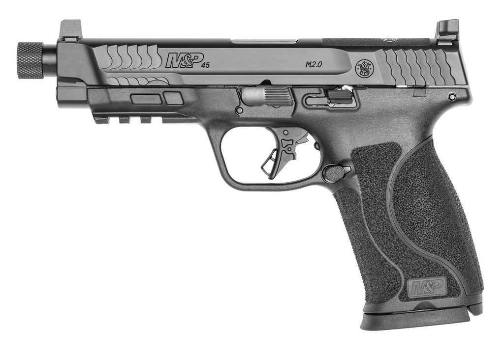 SMITH & WESSON 13586 M&P M2.0  FULL SIZE 45 ACP 10+1, 5.12" BLACK ARMORNITE STEEL THREADED BARREL & OPTIC READY/SERRATED SLIDE, MATTE BLACK POLYMER FRAME W/PICATINNY RAIL