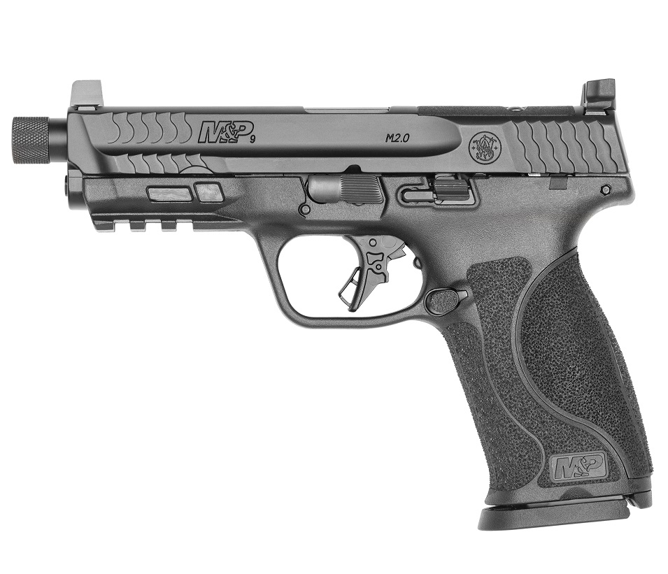 SMITH & WESSON 13585 M&P M2.0  FULL SIZE 9MM LUGER 17+1, 4.62" BLACK ARMORNITE STEEL THREADED BARREL & OPTIC READY/SERRATED SLIDE, MATTE BLACK POLYMER FRAME W/PICATINNY RAIL