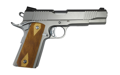 ROCK ISLAND 56865 ROCK STANDARD FS FULL SIZE 10MM AUTO 8+1 5" STAINLESS STEEL BARREL & SERRATED SLIDE, MATTE STAINLESS STEEL FRAME W/BEAVERTAIL, WOOD DOUBLE CHECKERED GRIP