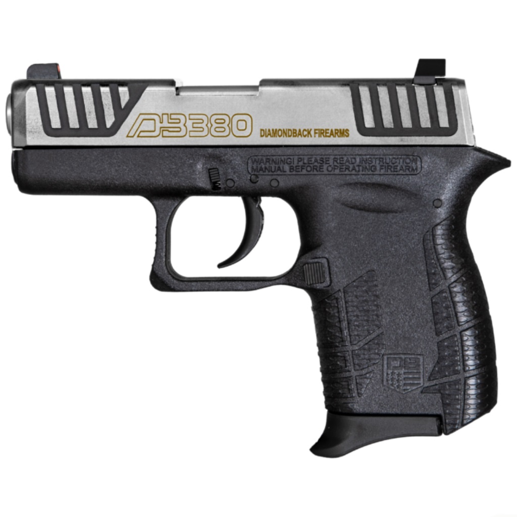 DIAMONDBACK DB0100E032 DB380 GEN4 MICRO-COMPACT FRAME 380 ACP 6+1, 2.80" STAINLESS STEEL BARREL, SERRATED STAINLESS STEEL SLIDE, MINT POLYMER FRAME W/BEAVERTAIL & GRIP