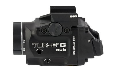 STREAMLIGHT 69437 TLR-8 W/LASER BLACK ANODIZED, GREEN LASER 5.0 MW/500 LUMENS OUTPUT 510-530NM WAVELENGTH, FITS SIG SAUER P365/P365XL