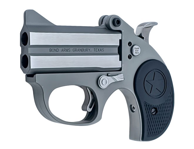 BOND ARMS BASRS STINGER  38 SPECIAL 2 SHOT 3" ROUGH MATTE STAINLESS STEEL BARREL & FRAME, BLACK RUBBER GRIPS