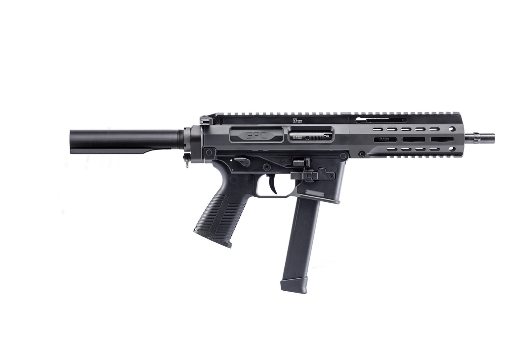 B&T FIREARMS 500003ABG SPC9  9MM LUGER 33+1 9.10", BLACK, BUFFER TUBE STOCK, POLYMER GRIP (GLOCK MAG COMPATIBLE)
