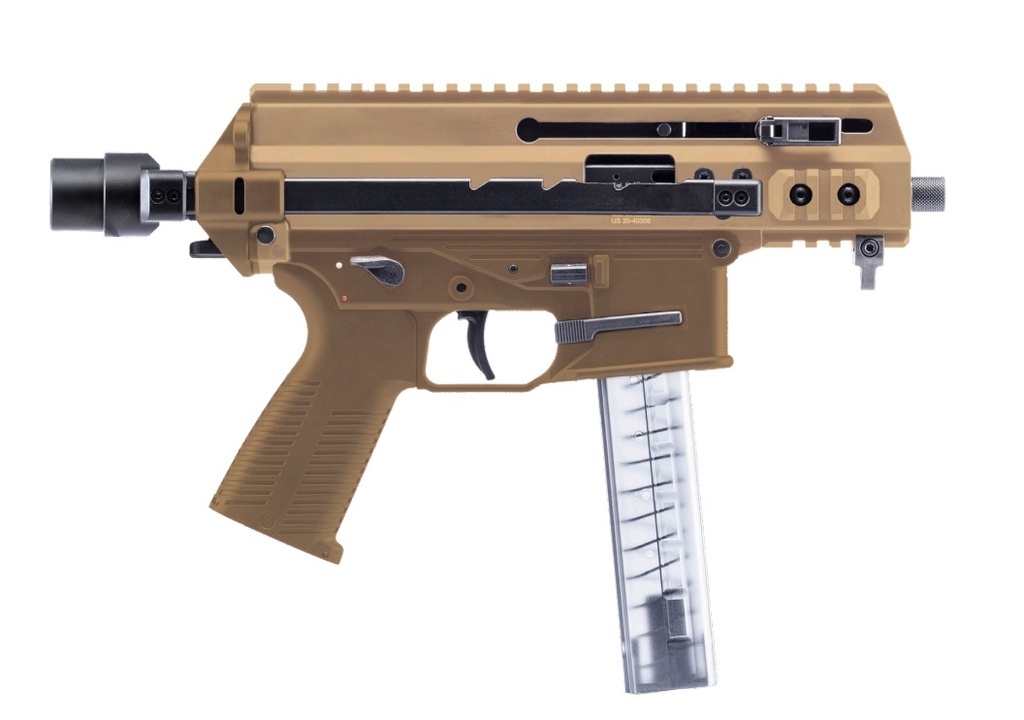 B&T FIREARMS 36176502CT APC 9K 9MM LUGER 30+1 4.30" BLACK THREADED BARREL, COYOTE TAN ALUMINUM/POLYMER FRAME, PICATINNY RAIL, BRACE ADAPTER, COYOTE POLYMER GRIP, AMBIDEXTROUS