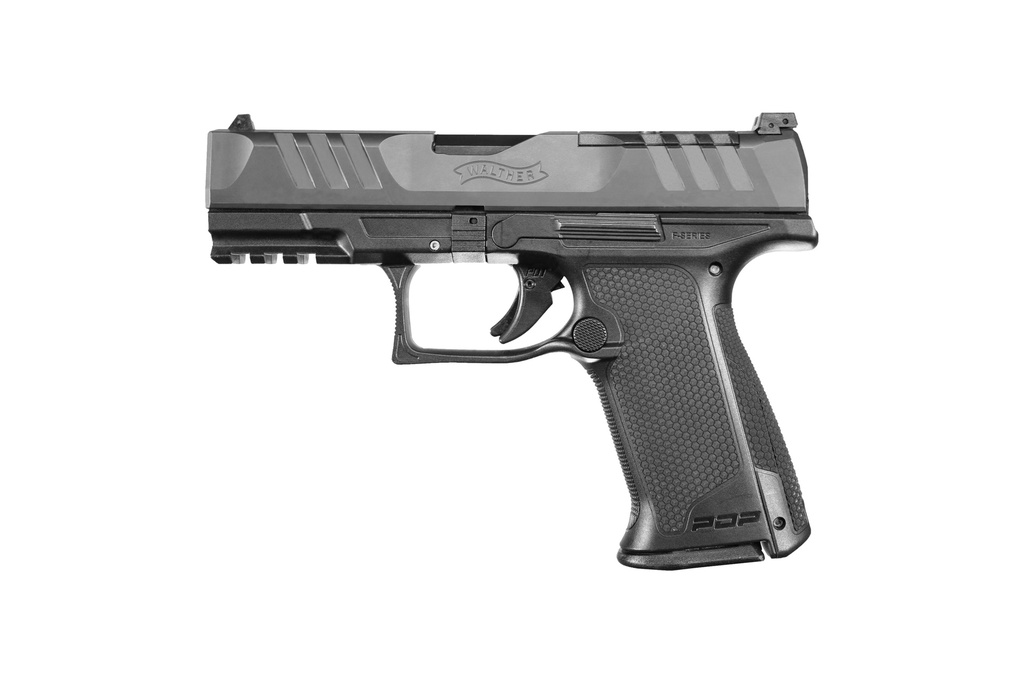 WALTHER ARMS 2871831 PDP F-SERIES 9MM LUGER 10+1 4" BLACK STEEL BARREL, BLACK OPTIC READY/SERRATED SLIDE, BLACK POLYMER FRAME W/PICATINNY RAIL, BLACK PERFORMANCE DUTY TEXTURE GRIPS, AMBIDEXTROUS