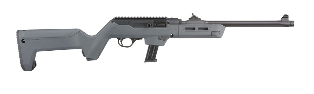 RUGER 19130 PC CARBINE  9MM LUGER 17+1 16.10" THREADED/FLUTED BARREL, TYPE III HARD COAT ANODIZED ALUMINUM ALLOY RECEIVER, STEALTH GRAY MAGPUL PC BACKPACKER STOCK, OPTICS READY