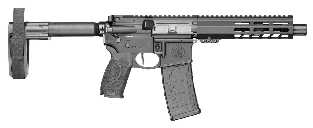 SMITH & WESSON 13658 M&P15  223 / 5.56 NATO 7.50" ARMORNITE BARREL 30+1, FIXED ARM BRACE, BLACK INTERCHANGEABLE PALMSWELL GRIP INSERTS, MANUAL SAFETY, STRAIGHT BUFFER TUBE, OPTICS READY