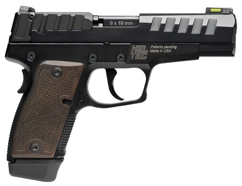 KEL-TEC P15MBLK P15  9MM LUGER 15+1 4" BLACK STEEL BARREL, BLACK NITRIDE SERRATED STEEL SLIDE, BLACK ANODIZED ALUMINUM FRAME, AMERICAN WALNUT GRIP, AMBIDEXTROUS