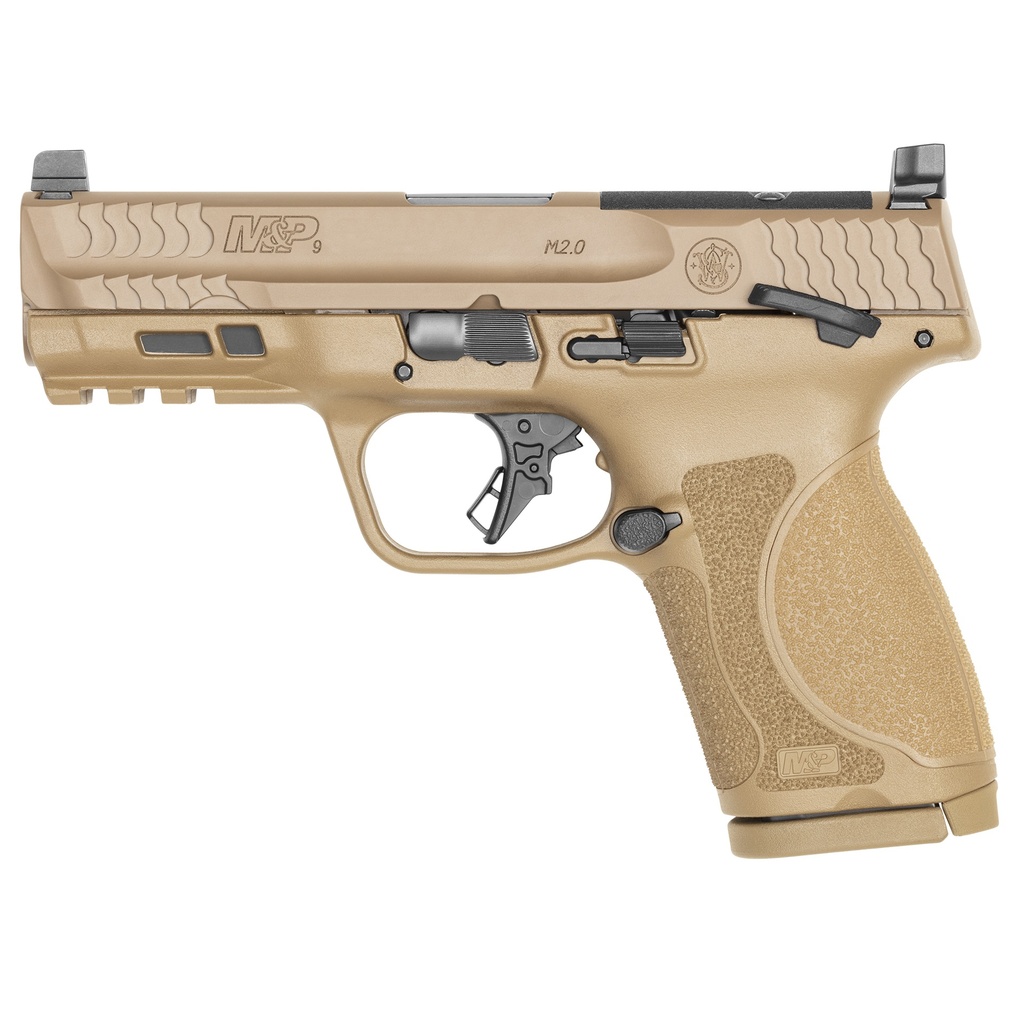 SMITH & WESSON 13573 M&P M2.0  COMPACT 9MM LUGER 15+1 4" STAINLESS STEEL BARREL & OPTIC CUT/SERRATED STAINLESS STEEL SLIDE, FLAT DARK EARTH POLYMER FRAME W/PICATINNY RAIL