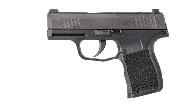 SIG SAUER 365380BSS P365  MICRO-COMPACT 380 ACP 10+1 3.10" BLACK CARBON STEEL BARREL, BLACK NITRON OPTIC READY/SERRATED SLIDE & FRAME W/SIG RAIL, BLACK POLYMER GRIPS, RIGHT HAND
