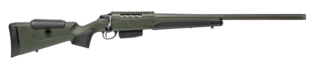 TIKKA JRTXRSV319 T3X SUPER VARMINT 6.5 PRC 5+1 23.70" BARREL, TUNGSTEN CERAKOTE METAL FINISH, BLACK WEBBED GREEN ROUGHTECH STOCK