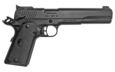 EAA GIRSAN 390600 MC1911S HUNTER FULL SIZE 10MM AUTO 8+1 6" BLACK STEEL BARREL, BLUED SERRATED SLIDE, MATTE BLACK STEEL FRAME W/ACCESSORY RAIL & BEAVERTAIL, BLACK CHECKERED POLYMER GRIPS AMBIDEXTROUS