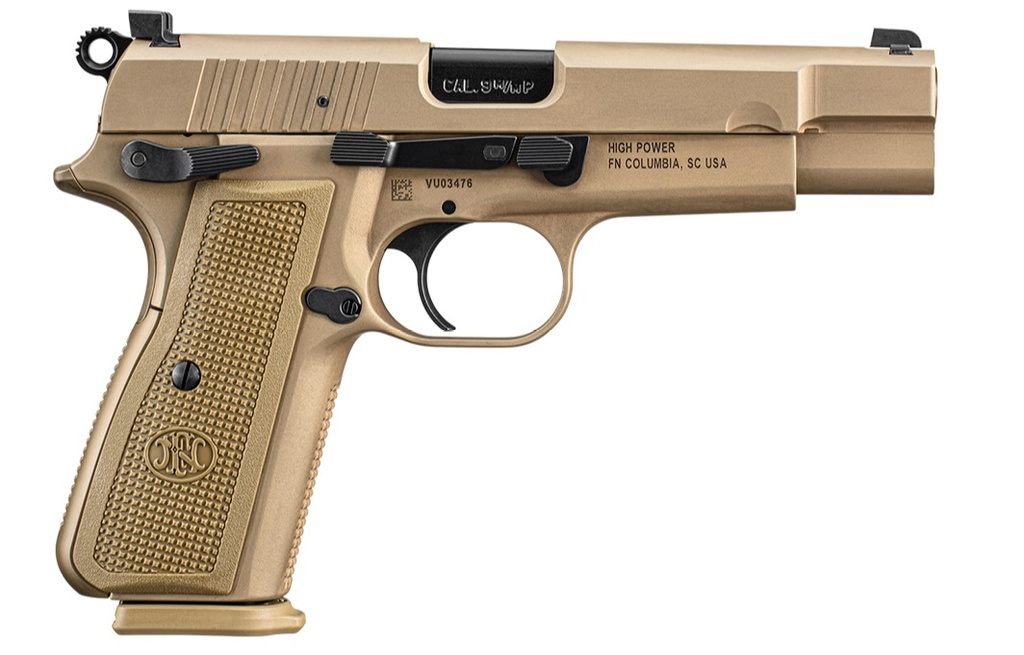 FN 66101069 HIGH POWER  9MM LUGER 17+1, 4.70" BLACK TARGET CROWN STEEL BARREL, FLAT DARK EARTH PVD SERRATED STEEL SLIDE & STEEL FRAME W/BEAVERTAIL, FDE TEXTURED POLYMER GRIP, AMBIDEXTROUS