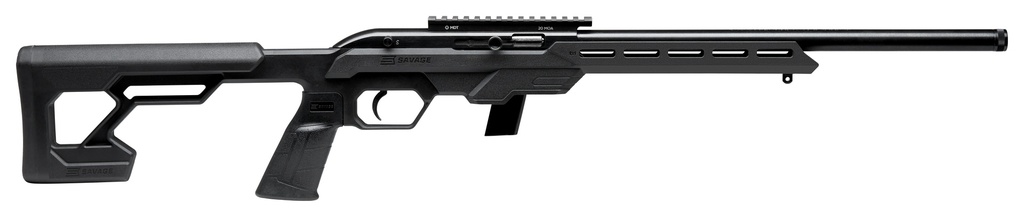 SAVAGE ARMS 45114 64 PRECISION 22 LR 10+1 16.50" MATTE BLACK THREADED HEAVY CARBON STEEL BARREL, DRILLED & TAPPED CARBON STEEL RECEIVER, M-LOK COMPATIBLE FOREND, BLACK SYNTHETIC CHASSIS STOCK