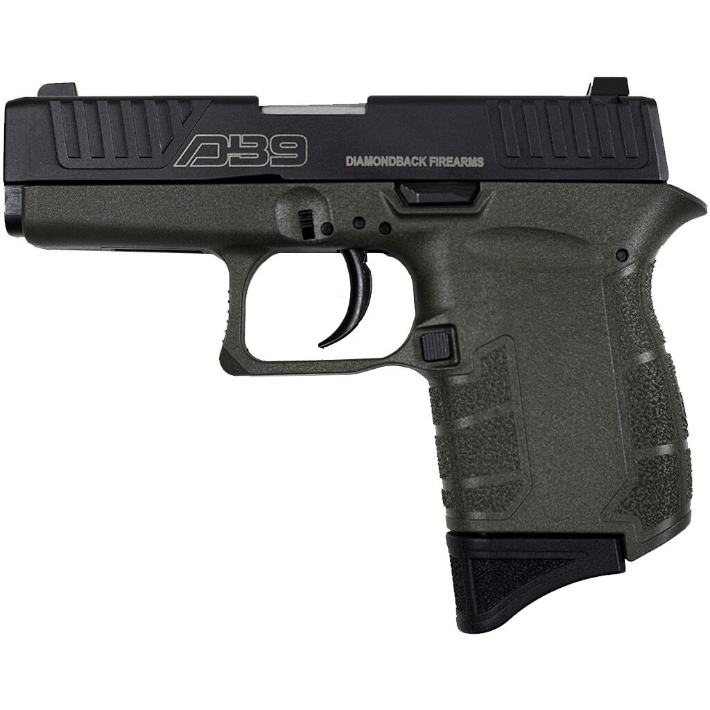 DIAMONDBACK DB0200P101 DB9 GEN4 MICRO-COMPACT FRAME 9MM LUGER 6+1, 3.10" STAINLESS STEEL BARREL, BLACK NITRIDE SERRATED STAINLESS STEEL SLIDE, OD GREEN POLYMER FRAME & GRIP