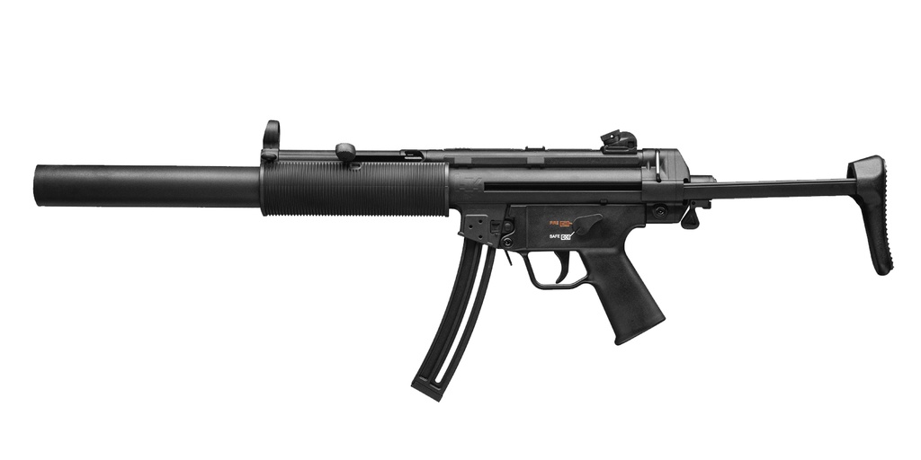 HK 81000468 MP5  FULL SIZE 22 LR 25+1 16.10" BLACK STEEL BARREL. BLACK RETRACTABLE BLACK POLYMER STOCK & GRIPS