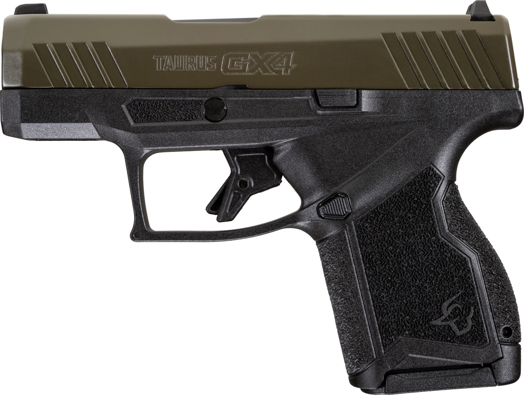 TAURUS 1GX4M93B GX4  9MM LUGER 11+1 3.06" BLACK STAINLESS STEEL BARREL, MIL-SPEC GREEN CERAKOTE SERRATED STEEL SLIDE, BLACK POLYMER FRAME, BLACK W/INTERCHANGEABLE BACKSTRAP GRIP, MANUAL/TRIGGER SAFETY
