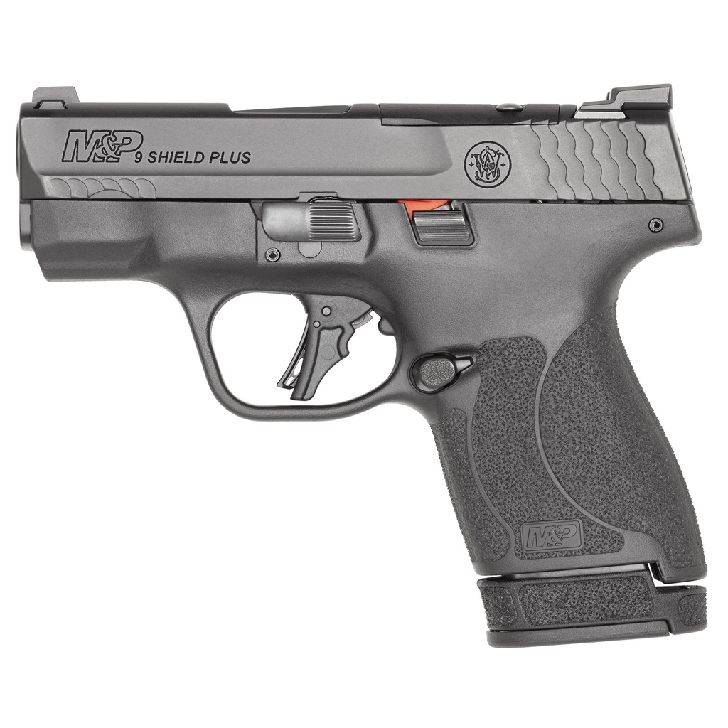 SMITH & WESSON 13534 M&P SHIELD PLUS OPTIC READY COMPACT 9MM LUGER 10+1/13+1 3.10", BLACK, OPTIC CUT SLIDE, POLYMER FRAME, TRITIUM SIGHTS (NO THUMB SAFETY)