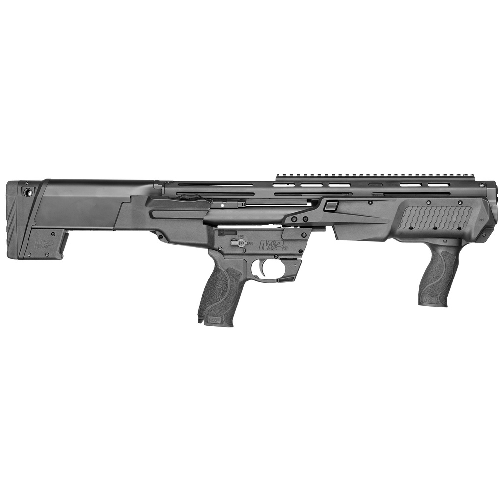 SMITH & WESSON 12490 M&P BULLPUP 12 GAUGE PUMP 3" 7+1 (2.75") 19" BLACK OXIDE SMOOTH BORE/THREADED BARREL, MATTE BLACK RECEIVER, BLACK FIXED BULLPUP STOCK, BLACK W/INTERCHANGEABLE BACKSTRAP GRIP