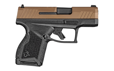 TAURUS 1GX4M93E GX4 MICRO-COMPACT 9MM LUGER CALIBER WITH 3.06" BARREL, 11+1 CAPACITY, BLACK FINISH FRAME, SERRATED COYOTE CERAKOTE STEEL SLIDE &  INTERCHANGEABLE BACKSTRAP GRIP INCLUDES 2 MAGS