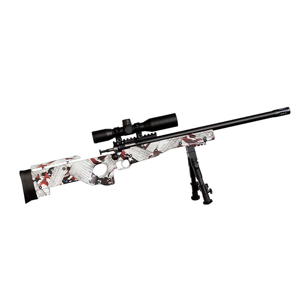 CRICKETT KSA2153 PRECISION COMPLETE PACKAGE 22 LR 1RD 16.12" BLUED AMERICAN FLAG & AMENDMENT FIXED THUMBHOLE STOCK RIGHT HAND (YOUTH)