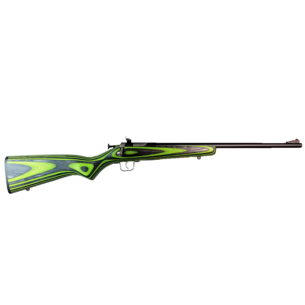 CRICKETT KSA2231 YOUTH  22 LR 1RD 16.12" BLUED BARREL & RECEIVER, FIXED FRONT/ADJUSTABLE REAR PEEP SIGHTS, GREEN/BLACK LAMINATE STOCK W/11.5" LOP, REBOUNDING FIRING PIN SAFETY