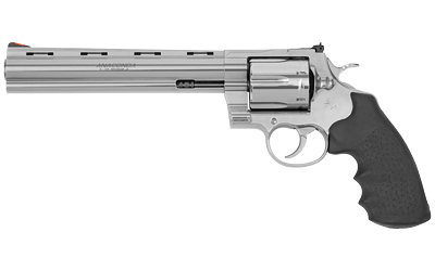 COLT MFG ANACONDASP8RTS ANACONDA  44 MAG 6 SHOT 8" STAINLESS RECESSED TARGET/VENT RIB BARREL, CYLINDER & FRAME, BLACK HOGUE RUBBER W/FINGER GROOVES GRIP