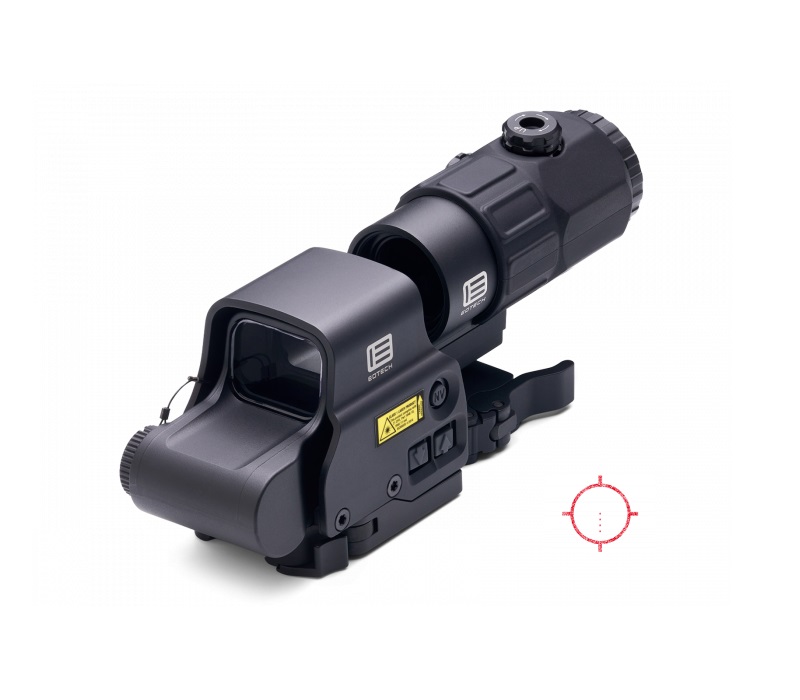 EOTECH HHSV HHS V EXPS & G45 MAGNIFIER MATTE BLACK 1X/5X 1.20" X 0.85" 4 X 1 MOA RED DOTS/68 MOA RING