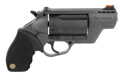 TAURUS 2441021GRY JUDGE PUBLIC DEFENDER 45 COLT (LC) CALIBER OR 2.50" 410 GAUGE 5 SHOT 2.50" GRAY FINISH BARREL, MATTE BLACK OXIDE FINISH CYLINDER, GRAY FINISH POLYMER FRAME & BLACK RIBBER GRIP