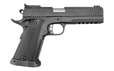 ROCK ISLAND 56645 PRO ULTRA MATCH 9MM LUGER CALIBER WITH 5" BARREL, 17+1 CAPACITY, OVERALL BLACK PARKERIZED FINISH STEEL, PICATINNY RAIL/BEAVERTAIL FRAME, SERRATED SLIDE & BLACK G10 GRIP