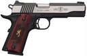 BROWNING 051912492 1911-380 BLACK LABEL MEDALLION PRO 380 ACP 8+1 4.25" TARGET CROWN BARREL, BLACKENED W/SILVER POLISHED FLATS SERRATED SS SLIDE, MATTE BLACK POLYMER FRAME  W/BEAVERTAIL